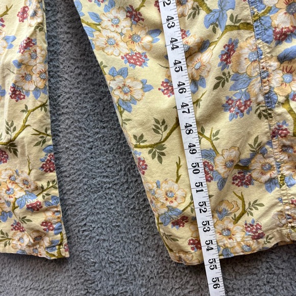 Vintage April Cornell Floral Overalls Yellow Wide Leg Jumpsuit Womens Large L - Picture 9 of 10